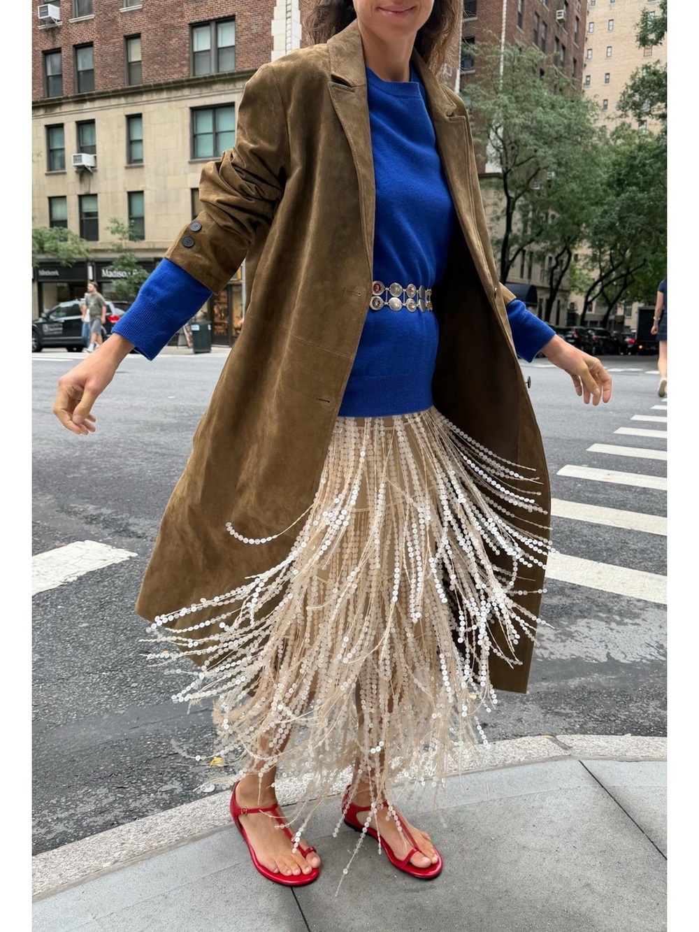 Zara SEQUIN FRINGE MIDI SKIRT - Picture 2 of 12